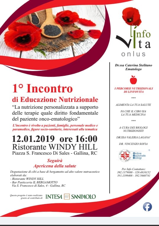 Linfovita organizza il 1° Incontro di Educazione Nutrizionale