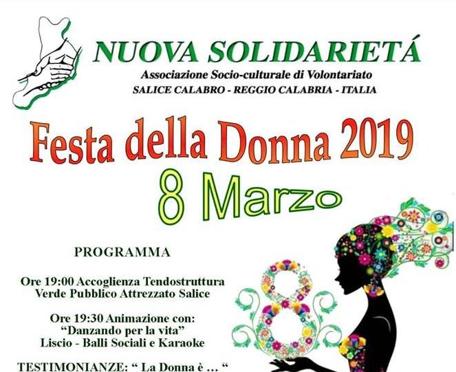 L'ass. Nuova Solidarietà organizza la Festa della donna 2019
