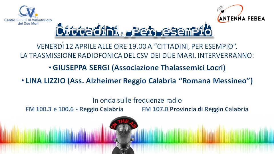 Venerdì 12 aprile: in onda la nuova puntata di ＂Cittadini, per esempio＂