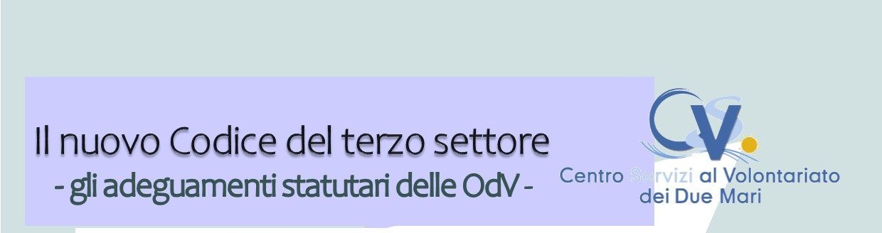 ＂Il nuovo Codice del Terzo Settore - Gli adeguamenti statutari delle OdV＂ - Appuntamenti a Reggio e Locri