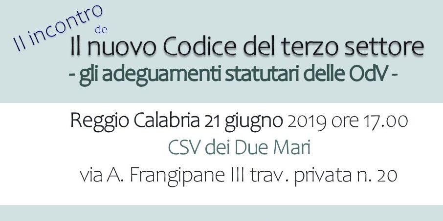 II INCONTRO del Seminario di approfondimento sugli ADEGUAMENTI STATUTARI delle ODV