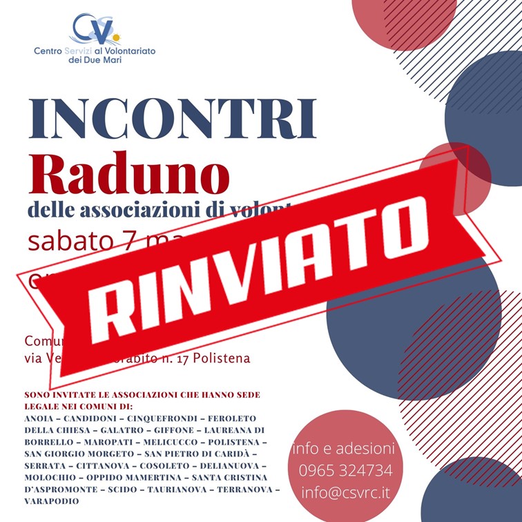 Rinviato ＂Incontri＂ - Raduno delle associazioni di volontariato