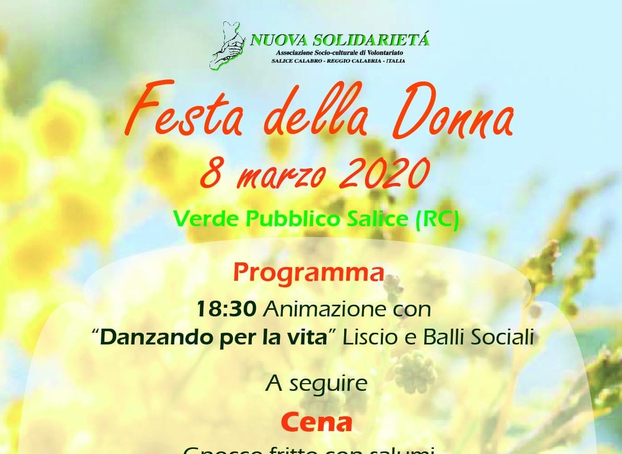 Nuova Solidarietà organizza la Festa della Donna 2020