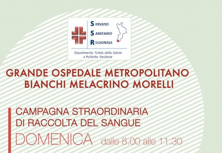 Campagna straordinaria di raccolta sangue