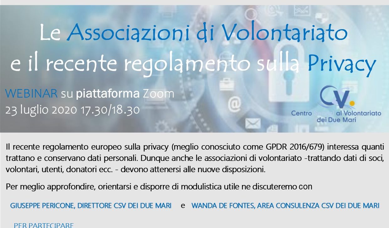 Webinar sul regolamento europeo sulla Privacy: ultimi giorni per iscriversi