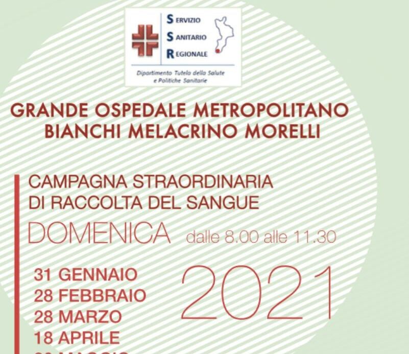 Campagna straordinaria di raccolta del sangue