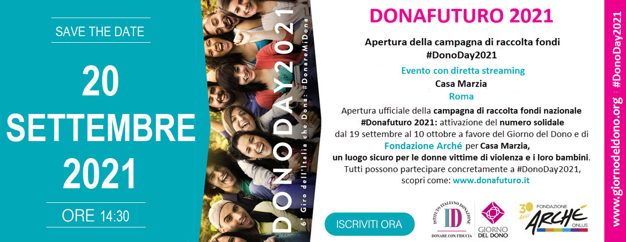 #DONAFUTURO 2021 - Apertura della campagna di raccolta fondi per #DonoDay2021