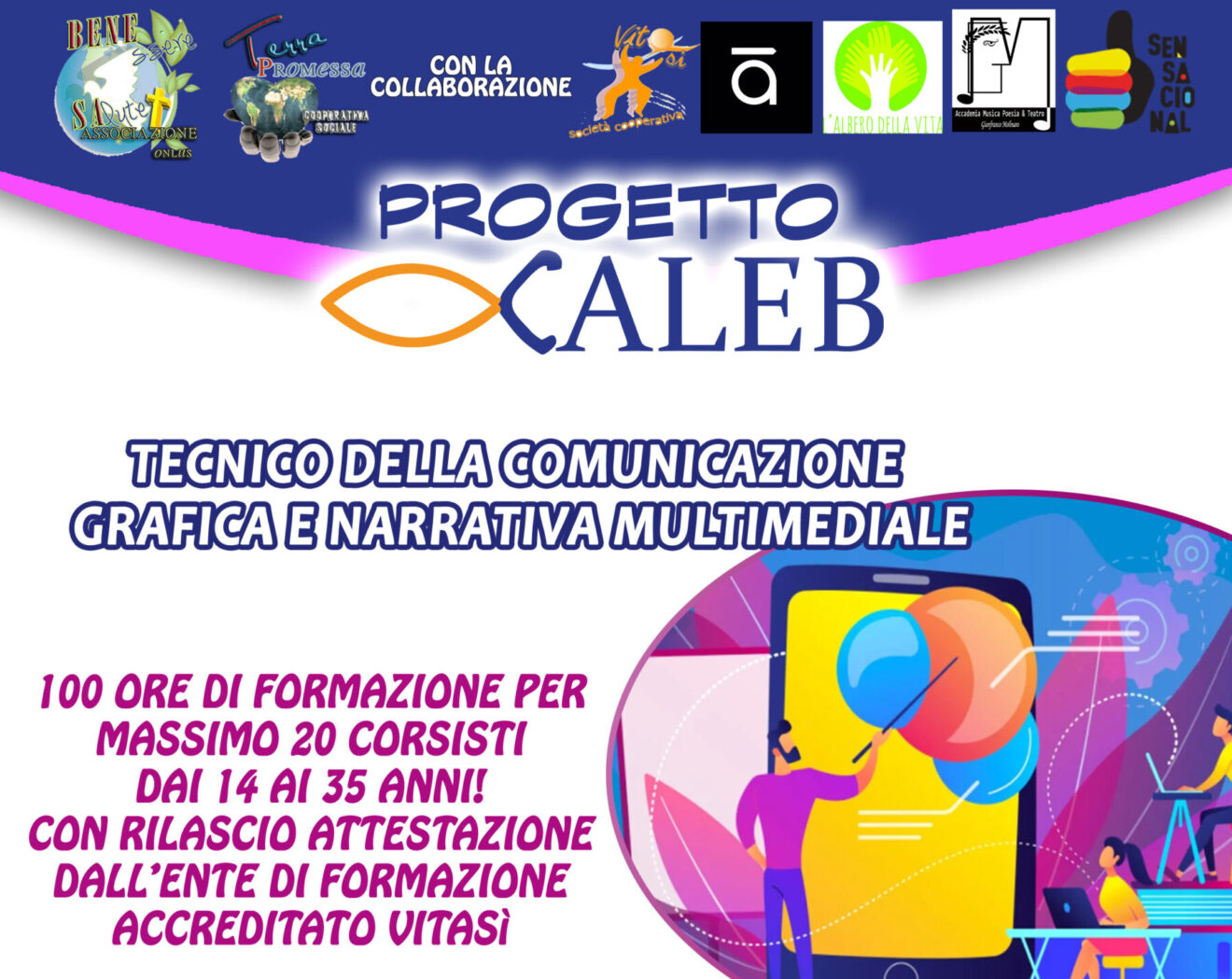 Concluso il primo corso di formazione gratuito del progetto Caleb. Ad ottobre il prossimo di “Tecnico della comunicazione, grafica e narrativa multimediale”