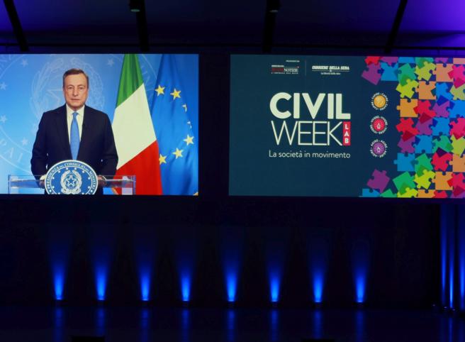 Civil Week Lab, Draghi ai volontari: «Siete portatori di conforto e speranza. L’Italia ha bisogno di voi»