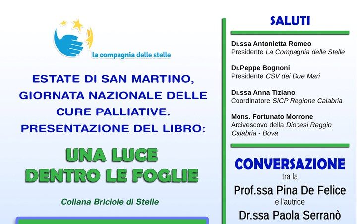 Estate di San Martino, Giornata Nazionale delle cure palliative. Presentazione del libro: Una luce dentro le foglie