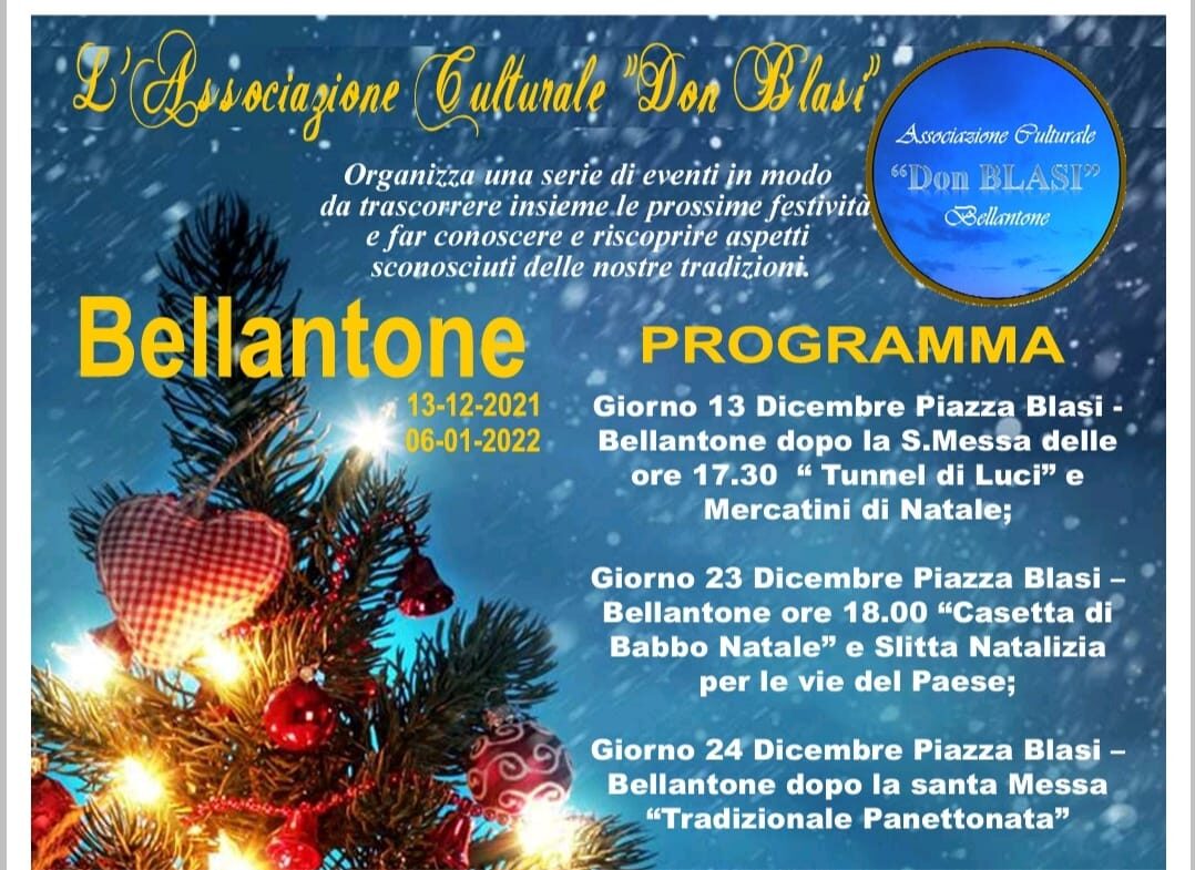L'Associazione culturale ＂Don Blasi＂ di Bellantone organizza degli eventi per le festività natalizie