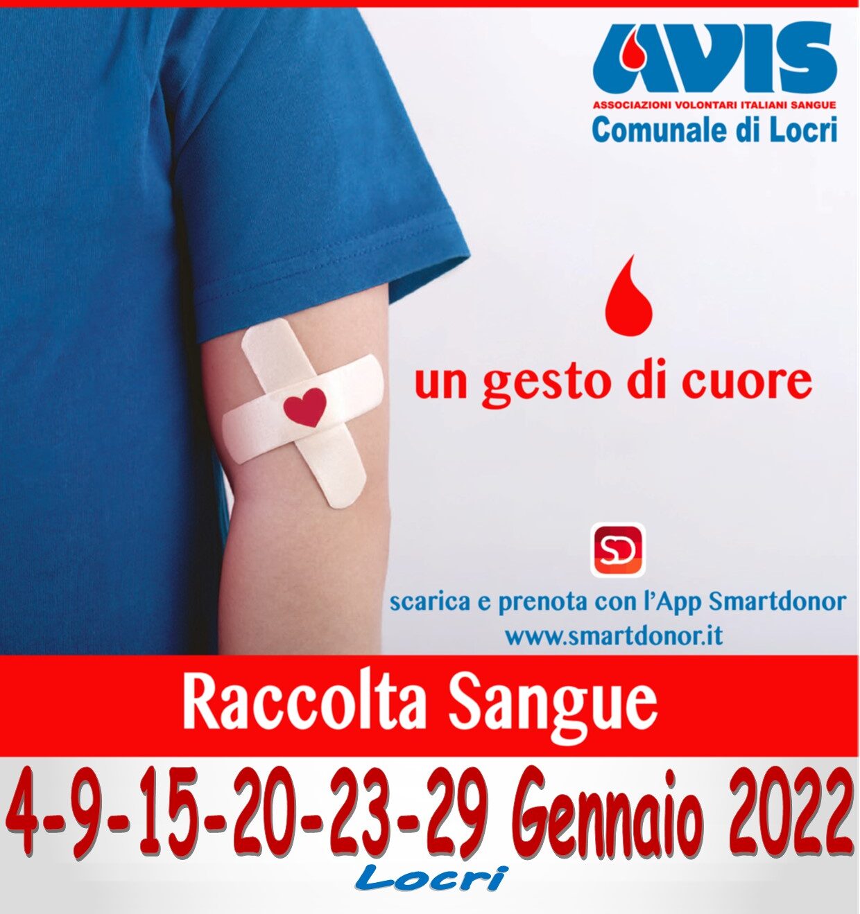 L'AVIS comunale di Locri comunica le date delle raccolte di sangue per il mese di gennaio 2022