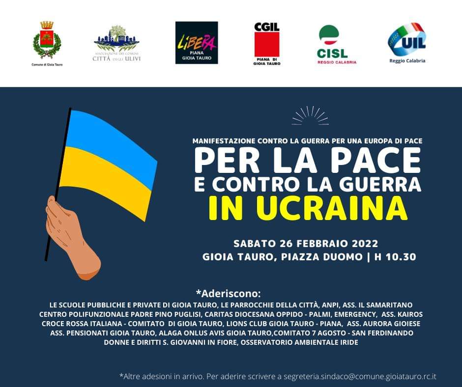 Gioia Tauro, manifestazione contro la guerra e per la pace in Ucraina