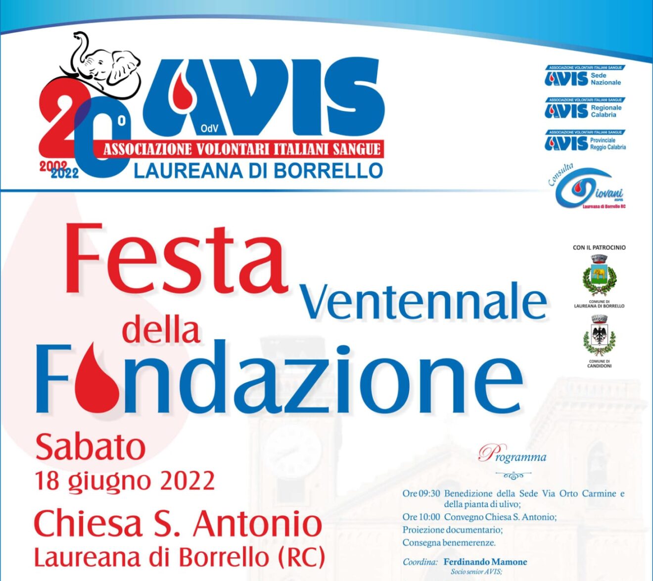 AVIS Laureana di Borrello: Festa per il Ventennale della Fondazione