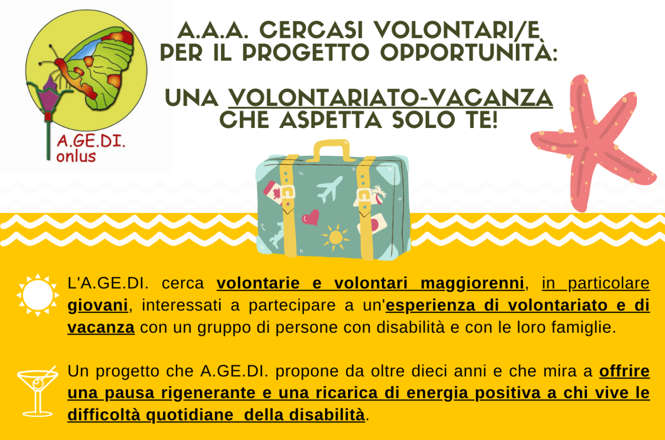 VACANZA-VOLONTARIATO CON A.GE.D.I. DALL’11 AL 15 LUGLIO