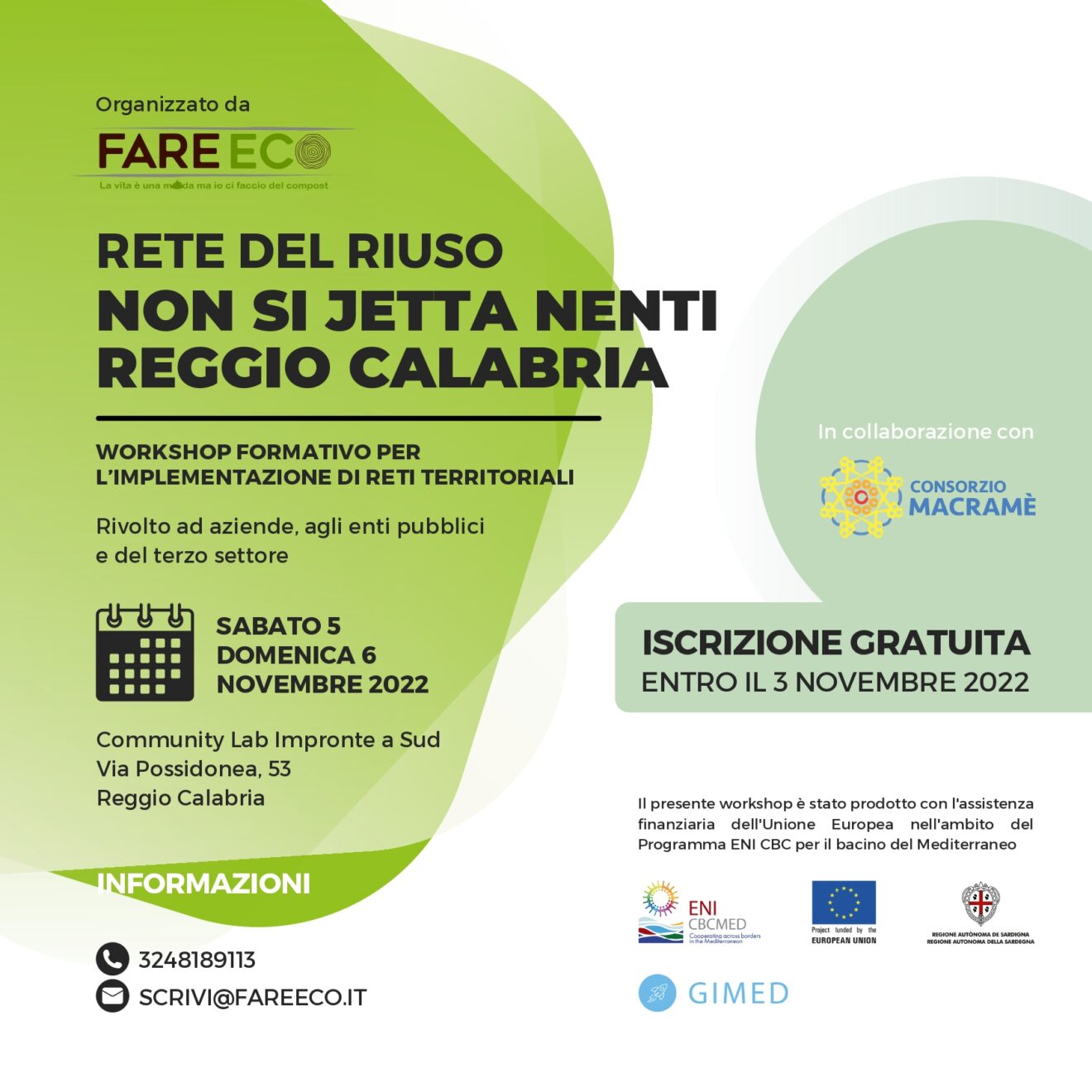 Workshop formativo progetto RETE DEL RIUSO “NON SI JETTA NENTI” – REGGIO CALABRIA