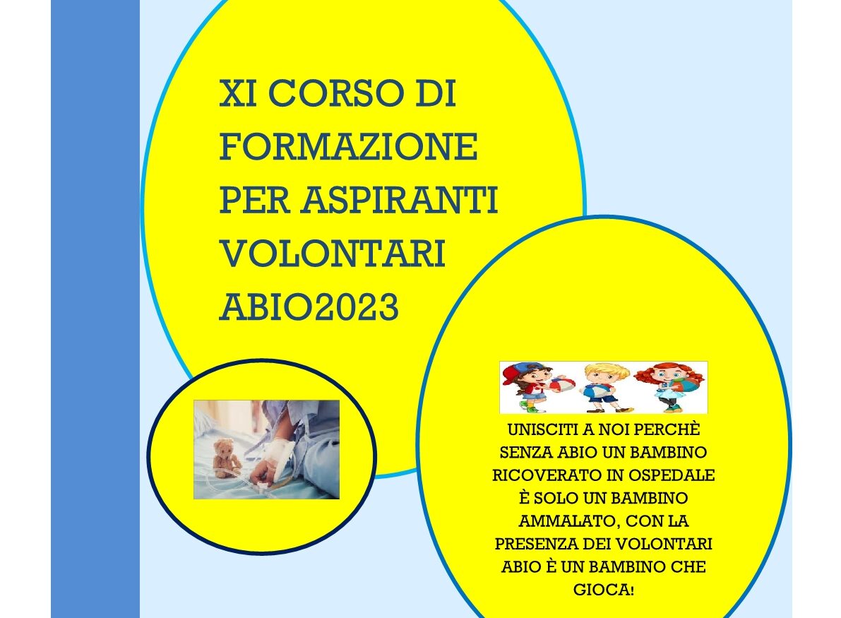 L’ABIO Reggio Calabria (Associazione per il Bambino in Ospedale) organizza un corso di formazione per aspiranti volontari.