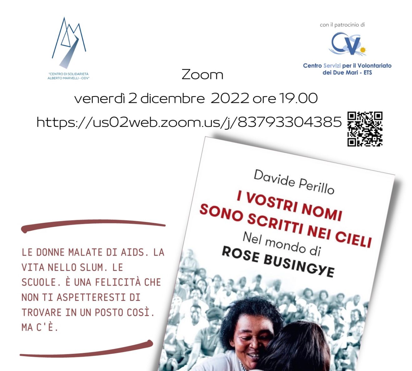 Presentazione del libro ＂I nostri nomi sono scritti nei cieli. Nel mondo di Rose Busingye＂