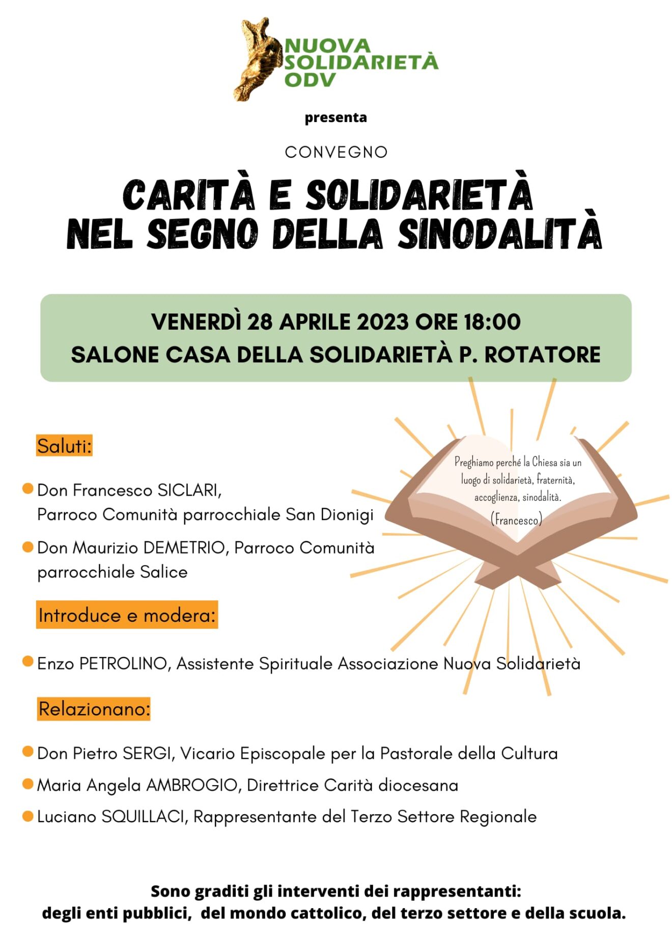 Convegno ＂Carità e solidarietà nel segno della sinodalità＂