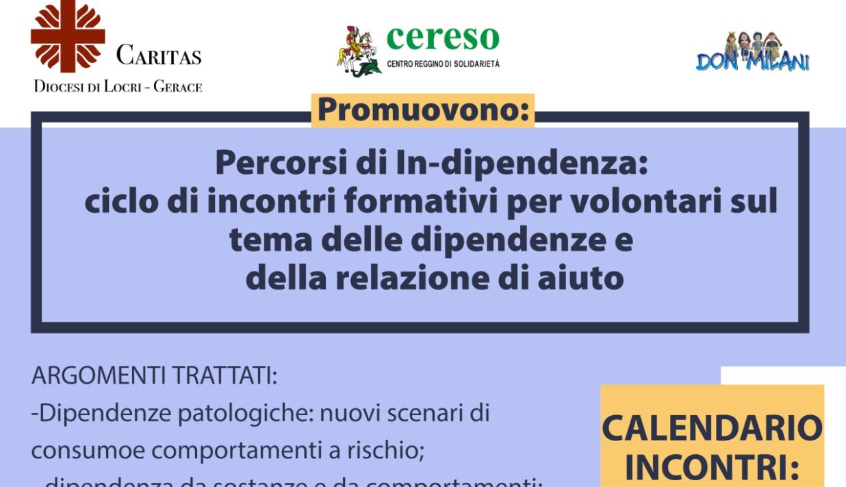 Percorsi di In-dipendenza: ciclo di incontri formativi per volontari sul tema delle dipendenze e della relazione di aiuto