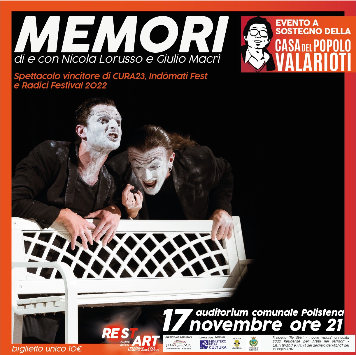 Spettacolo MEMORI - Il teatro a sostegno della Casa del Popolo Valarioti
