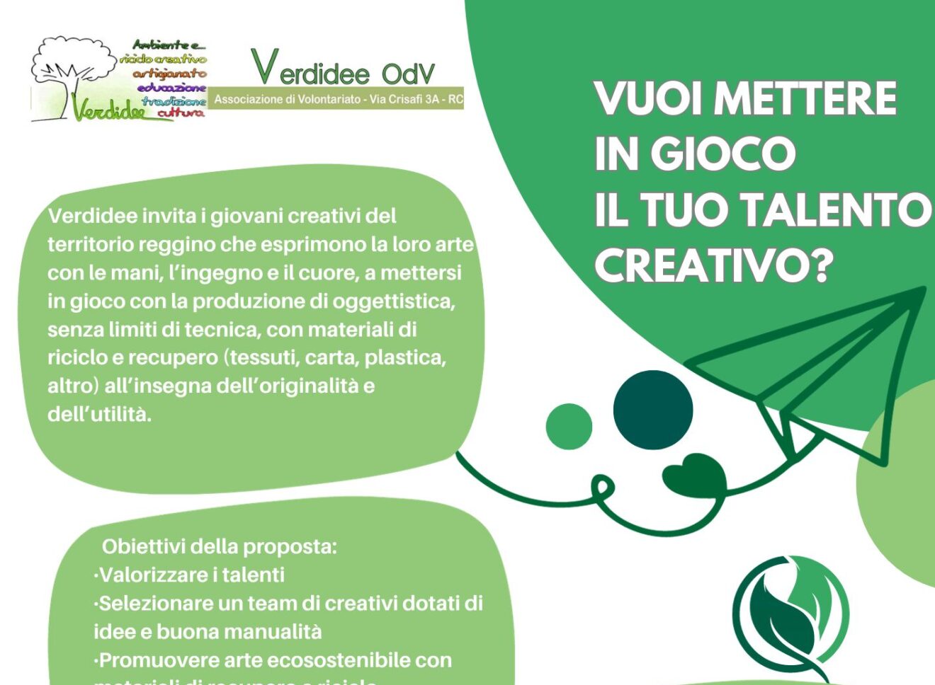 Metti in gioco il tuo talento creativo con l'associazione Verdidee