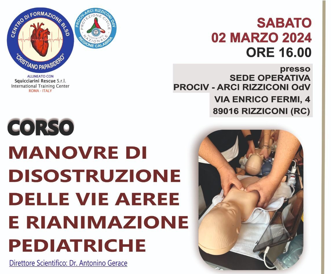 Corso ＂Manovre di disostruzione delle vie aeree e rianimazione pediatriche＂