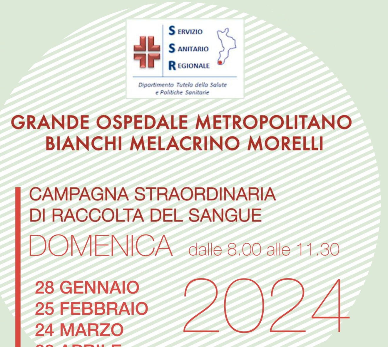 Campagna straordinaria di raccolta del sangue - 28 gennaio 2024