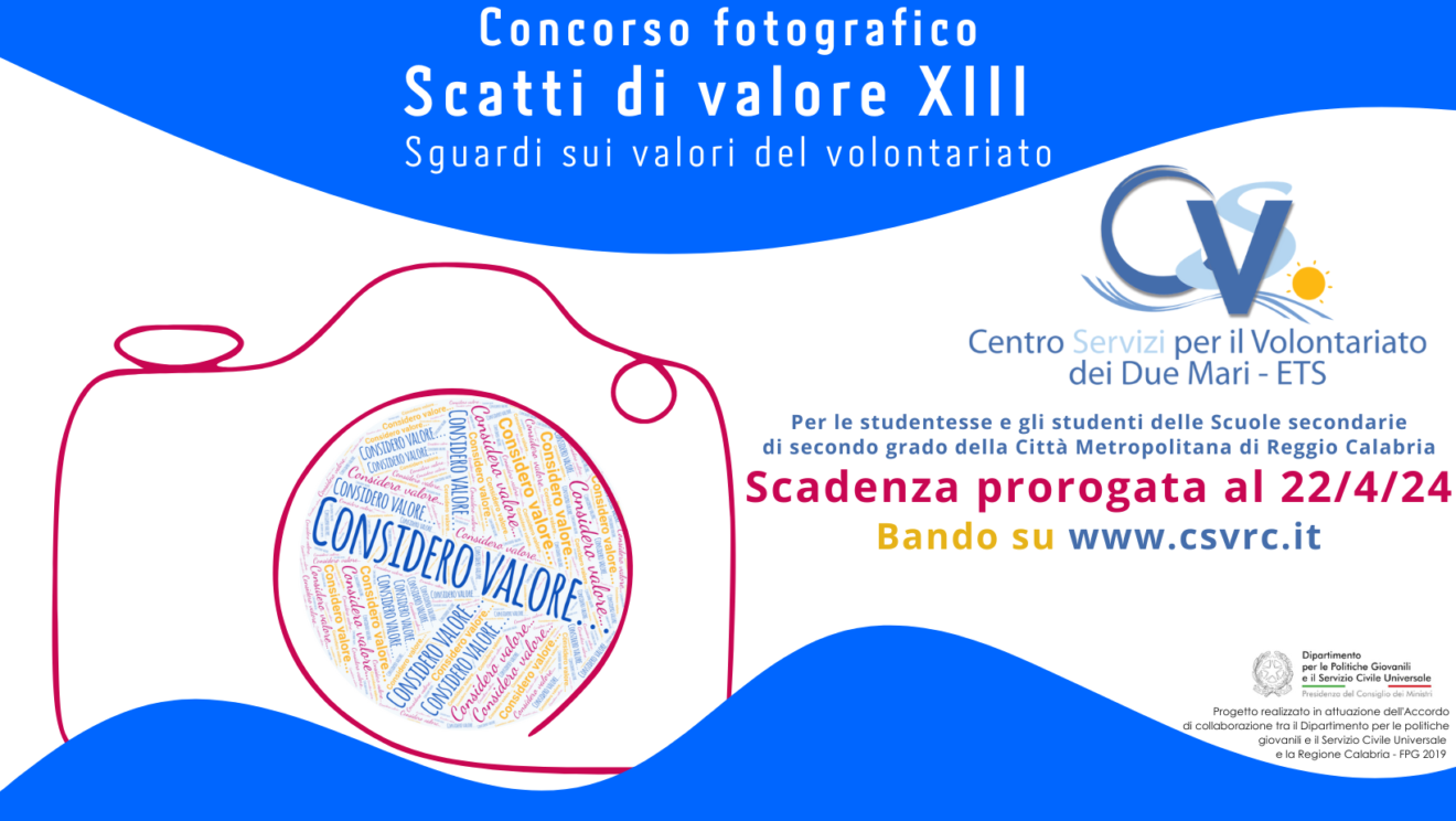 SCATTI DI VALORE: prorogata al 22 aprile la scadenza del concorso fotografico sui valori del volontariato