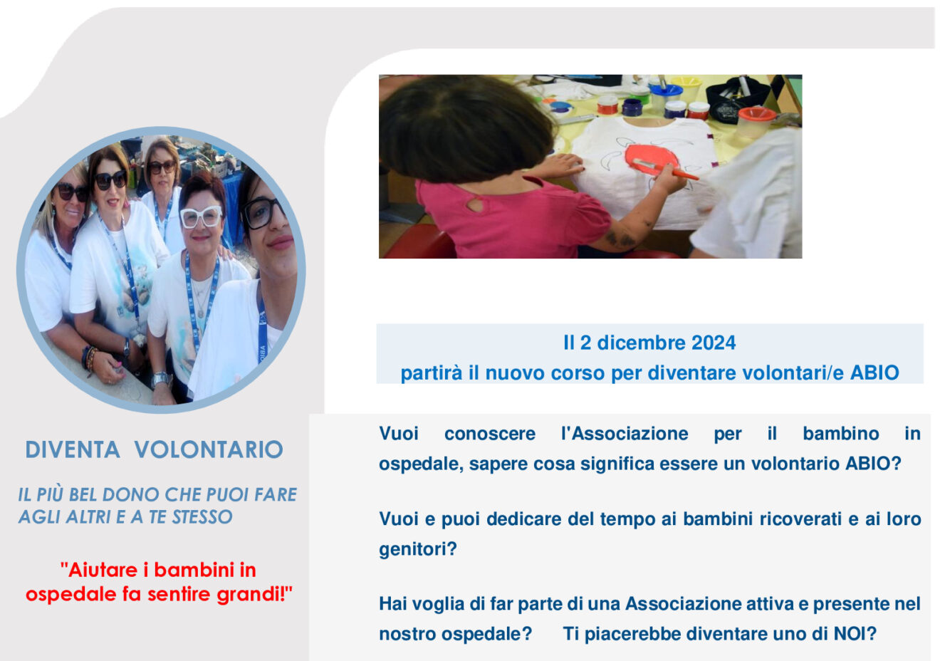 Corso di Formazione per aspiranti volontari ABIO Reggio Calabria “Associazione per il bambino in ospedale＂