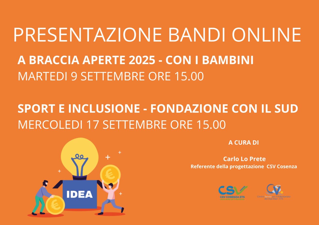 Webinar presentazione bandi “A braccia aperte” e “Sport e inclusione”