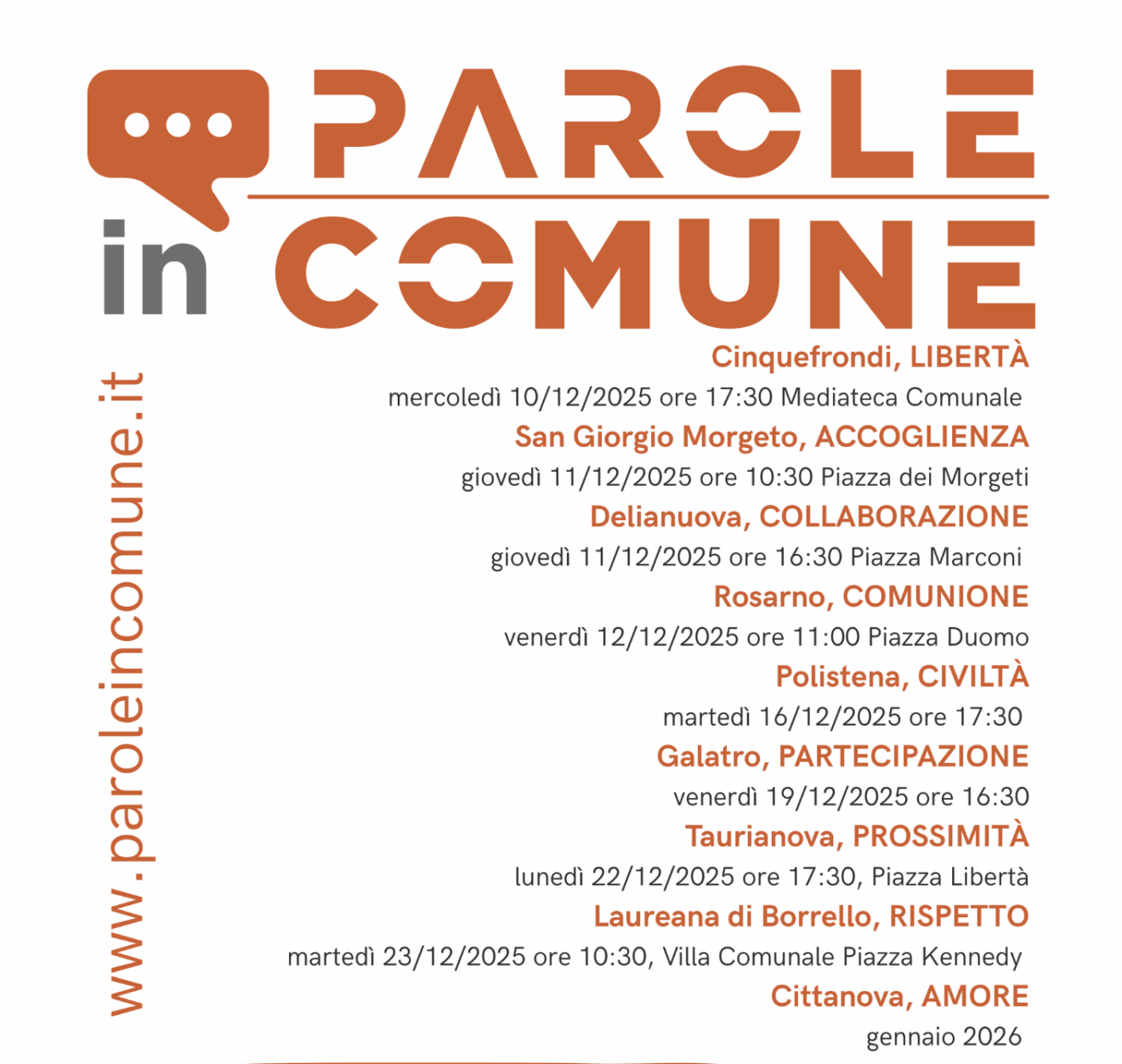 Parole in comune: al via gli eventi conclusivi
